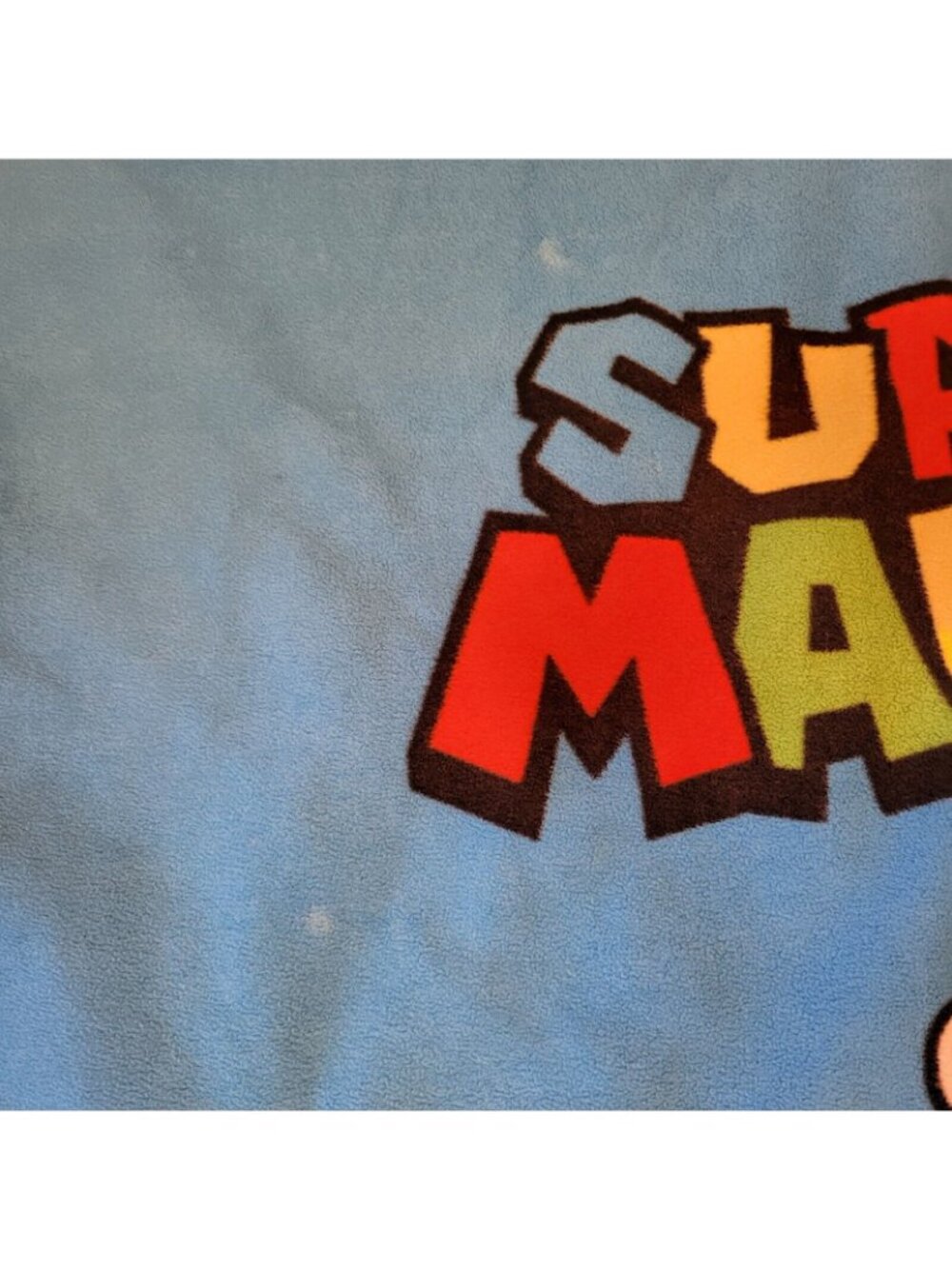Super Mario Fleece Tie Blanket Luigi Toad Characters Bright Blue & Green Design - Picture 5 of 9